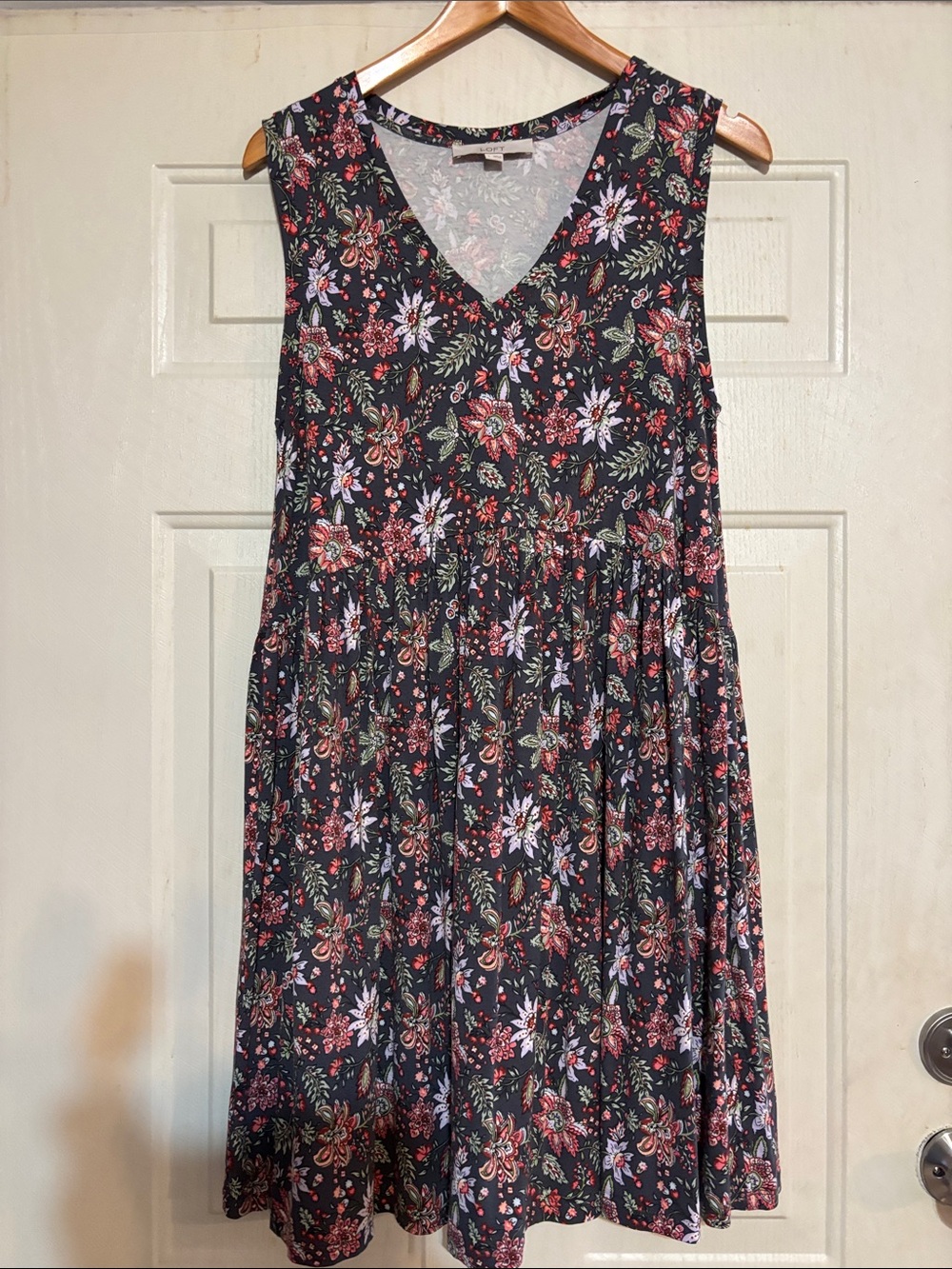 LOFTFloral V-Neck Sleeveless Mini Dress